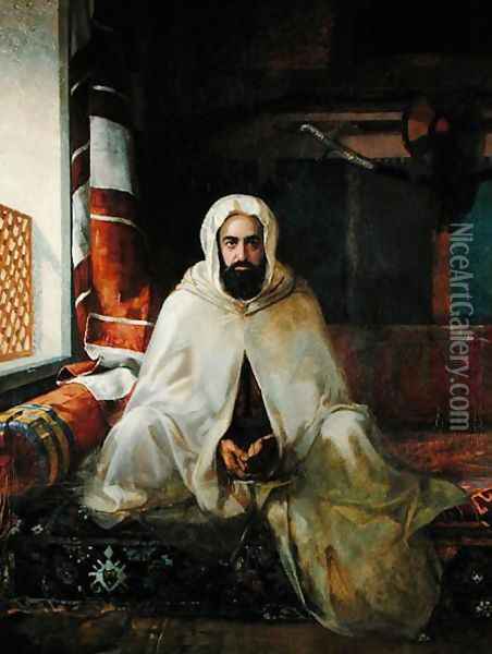Portrait of Abd el-Kader (c.1807-83) c.1864-66 Oil Painting - Stanislaus von Chlebowski