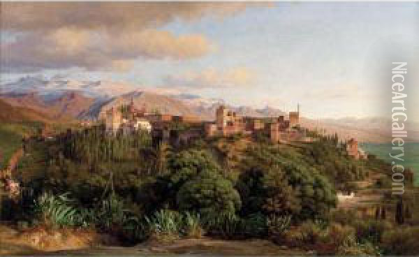 The Alhambra, Sierra Nevada Province, Granada Oil Painting - Ludwig H. Theodor Gurlitt