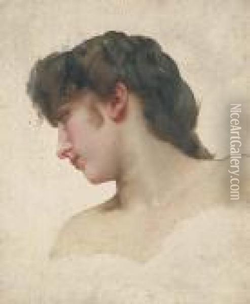 Etude De Tete De Femme Blonde, De Profil Oil Painting - William-Adolphe Bouguereau