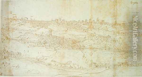 View of Segovia Oil Painting - Anthonis van den Wyngaerde