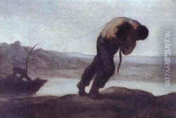 The Hauler of a Boat Oil Painting - Honore Daumier