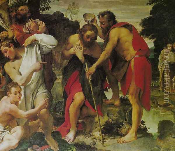 Baptism of Christ (Battesimo di Cristo) Oil Painting - Annibale Carracci