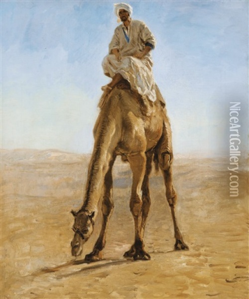 Big Ridden Camel Grazing, Study For Pilgrims Going To Mecca Oil Painting - Leon Adolphe Auguste Belly