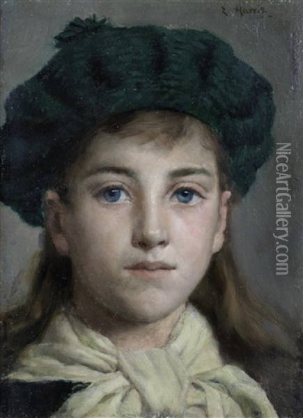 Portrait Of A Girl Oil Painting - Edwin Harris