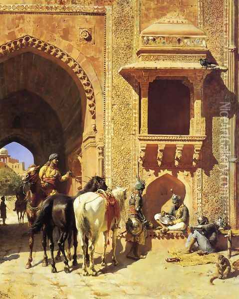 Gate Of The Fortress At Agra India Oil Painting - Edwin Lord Weeks