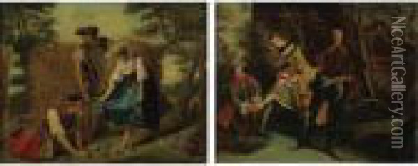 Winter 
And
 Autumn: A Pair Of Paintings Oil Painting - Nicolas Lancret