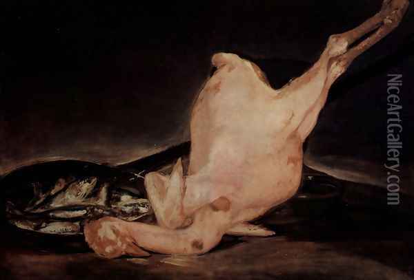 Plucked Turkey Oil Painting - Francisco De Goya y Lucientes