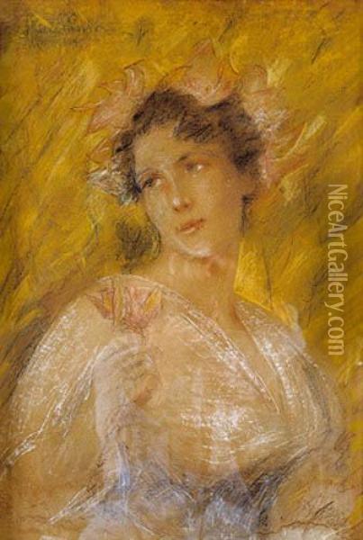Portret Kobiety Oil Painting - Maurycy Trebacz