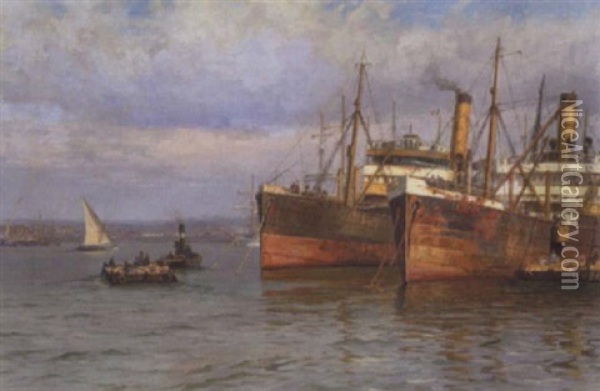 Havnen I Catania Oil Painting - Vilhelm Karl Ferdinand Arnesen