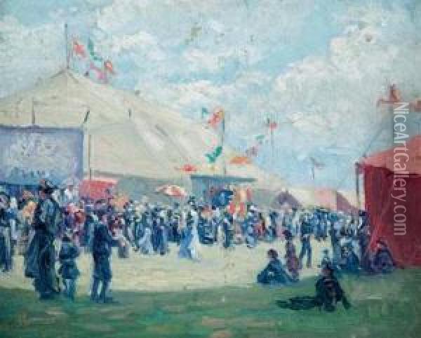 At The Circus Oil Painting - Frederick Kitson Cowley