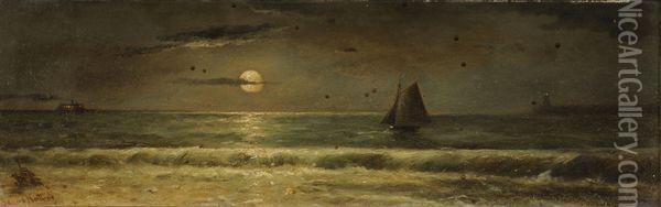 Voilier Et Bateau A Aube Au Clair De Lune Oil Painting - James Northcote