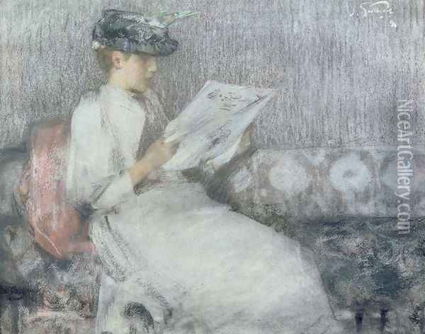 The Morning Paper Oil Painting - Sir James Guthrie