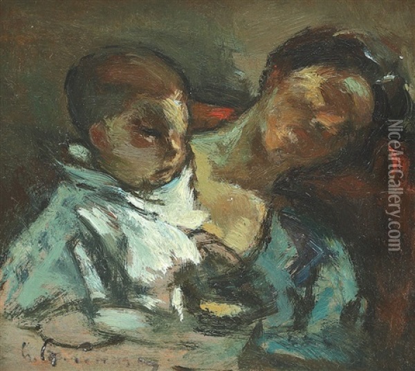 Maternity Oil Painting - Gheorghe Petrascu