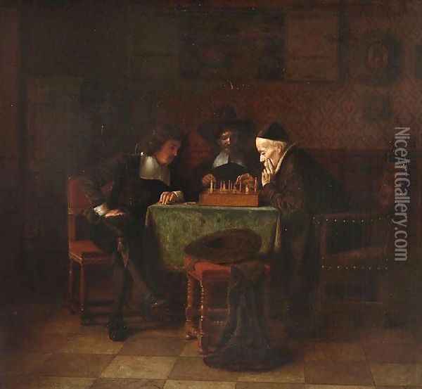 Chess Game Oil Painting - Simeon Buchbinder