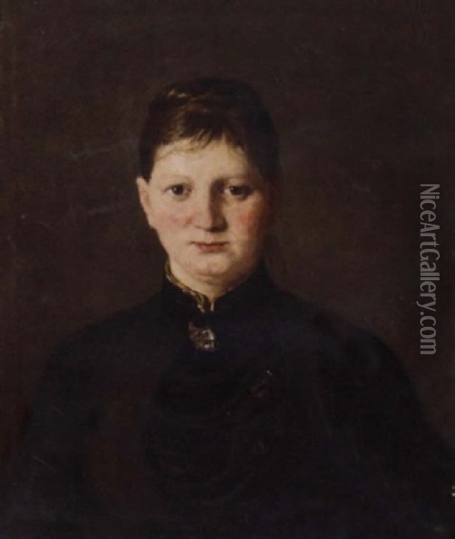 A Portrait Of The Artist's Wife Oil Painting - David Adolf Constant Artz