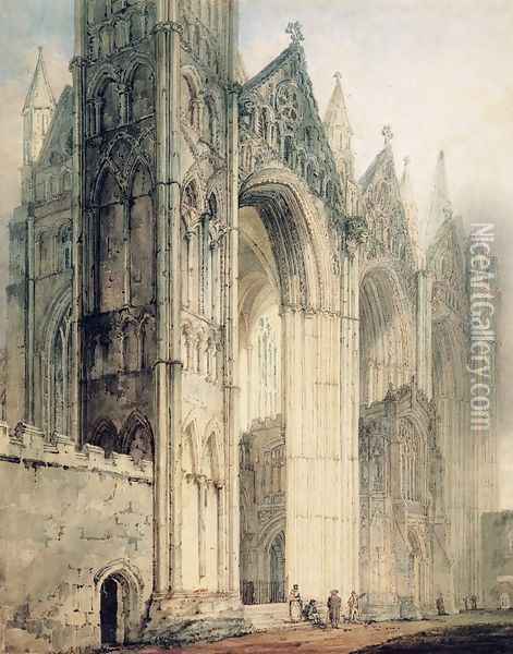 The West Front of Peterborough Cathedral Oil Painting - Thomas Girtin
