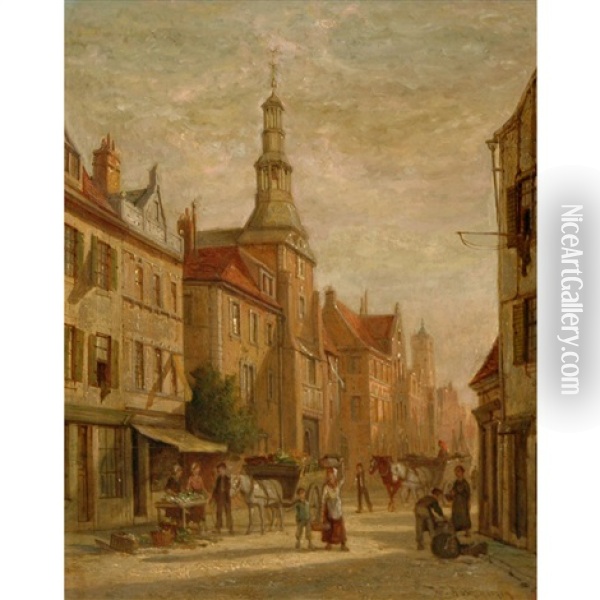 The Busy Street Oil Painting - William Raymond Dommersen