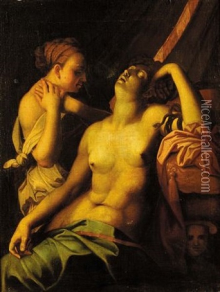 Cleopatra E Un'ancella Oil Painting - Jacques Bellange