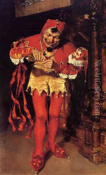 Keying Up - the Court Jester Oil Painting - William Merritt Chase
