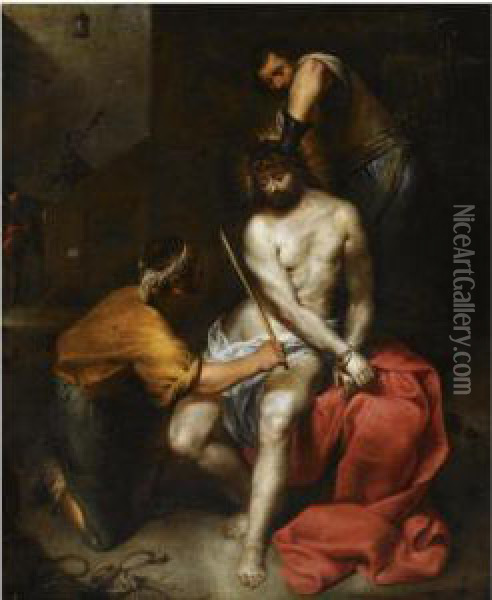 The Flagellation Of Christ Oil Painting - Antonio Maria Vassallo