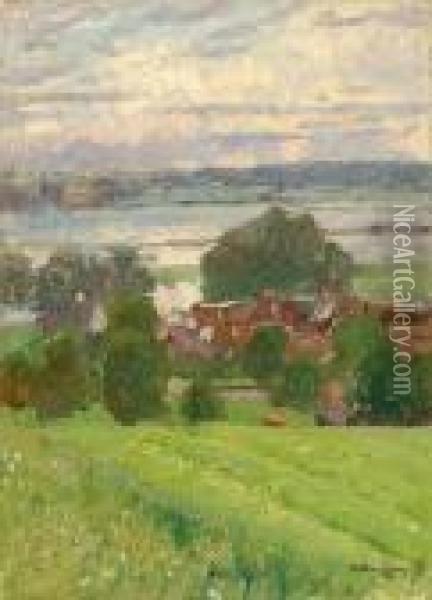 Dorflandschaft An Der Elbe Oil Painting - Adolf Fischer-Gurig