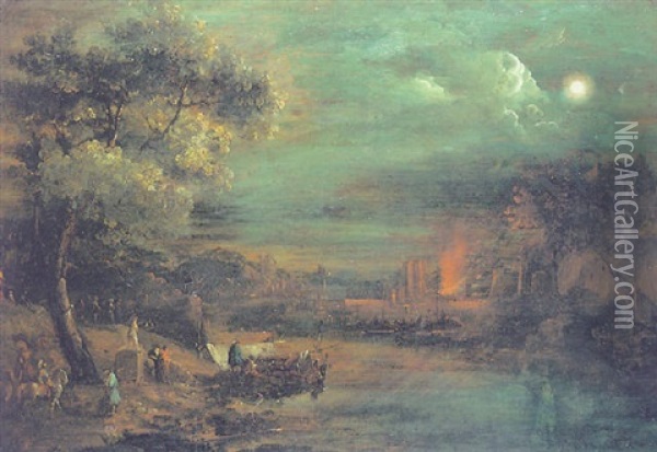 Paesaggio Notturno Oil Painting - Giuseppe Bernardino Bison