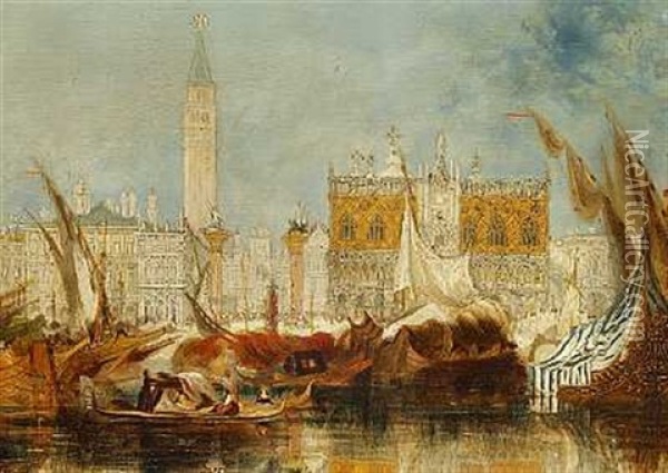 Parti Fra Venedig Med Canal Grande, Dogepaladset Og Udsigt Til Markuspladsen I Baggrunden Oil Painting - Harry Mitton Wilson