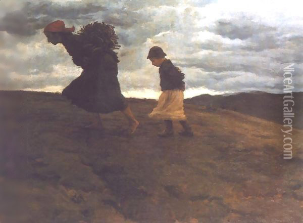 Carrying Wood 1898 Oil Painting - Mund Hugo