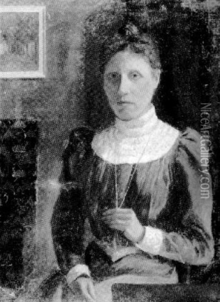 Sitzende Frau Mit Goldkette, Halbfigur Oil Painting - Otto (Karl O.) Matthaei