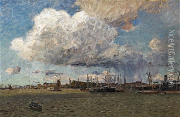 Im Hafen Von Rotterdam Oil Painting - Friedrich Kallmorgen