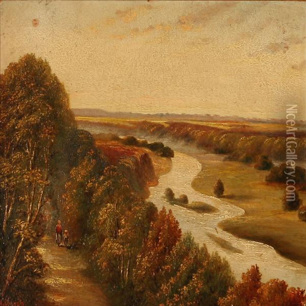 Landscape With A Serpentine River Oil Painting - Henry Church