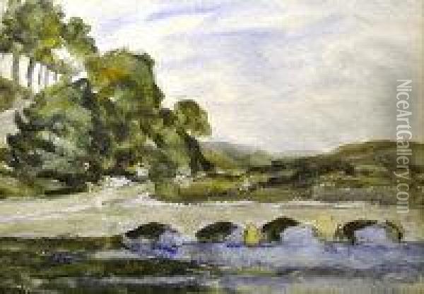 Bridge Scene Oil Painting - Arthur Douglas Peppercorn