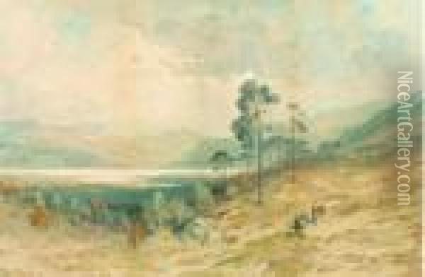 Paysage Au Lac Et Au Cavalier Oil Painting - Gustave Dore