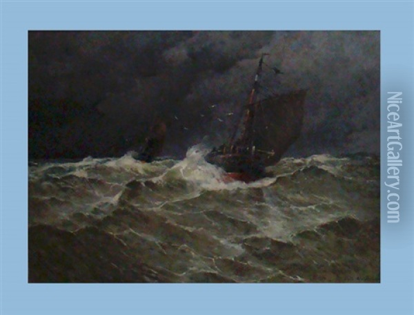 Fischerboote Auf Sturmischer See Oil Painting - Emile Maillard