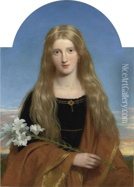 Portrait Of Miss Bury Oil Painting - Charles Lock Eastlake