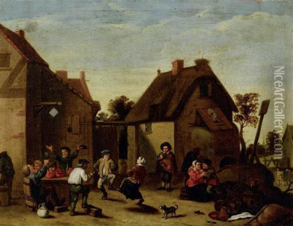 Festive Gathering In A Village Oil Painting - David The Younger Teniers