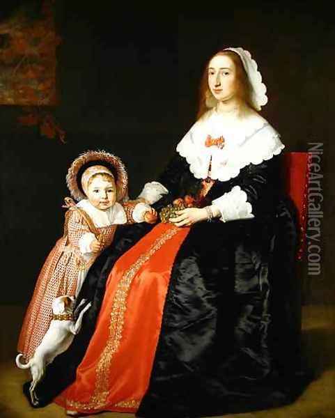 Portrait of a Mother and Child Oil Painting - Bartholomeus Van Der Helst