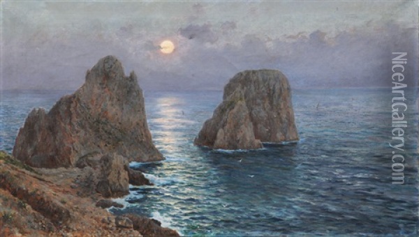 The Faraglioni Off Capri Oil Painting - Bernardo Hay