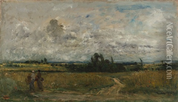 Vieille Route, A Auvers Oil Painting - Charles Francois Daubigny