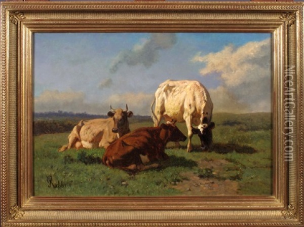 Vache Dans Les Pres Oil Painting - Louis Robbe
