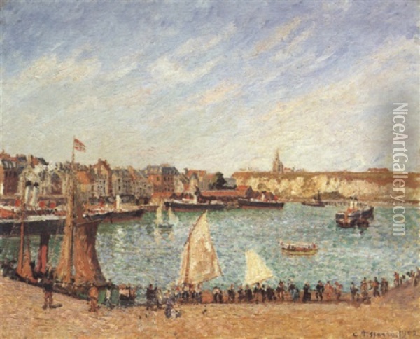 L'apres-midi, Soleil, Avant-port De Dieppe Oil Painting - Camille Pissarro