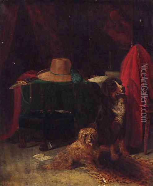 The cavalier's pets Oil Painting - Peter Moran