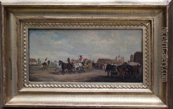 Pair Of Paintings With Hungarian Horse Riders And Coaches Oil Painting - Alfred (A. Stone) Steinacker