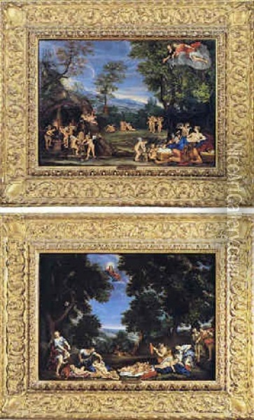 Il Riposo Di Venere E Gli Amorini Che Forgiano Le Frecce Oil Painting - Francesco Albani
