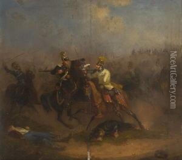 Radetzkys Truppen Und Reiter Des
 Konigreiches Sardinien-piemont Oil Painting - Ludwig Behringer