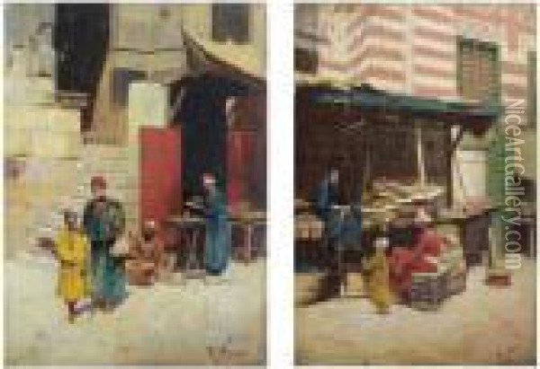 Orientalist Street Scenes Oil Painting - Rudolf Johann Weiss