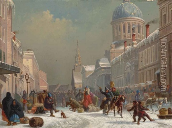 Bonsecours Market, Montreal Oil Painting - William Raphael
