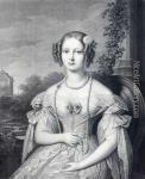 Gravure De La Fille Cadette Du Roi Louis-philippe Oil Painting - Marie, Princesse D' Orleans