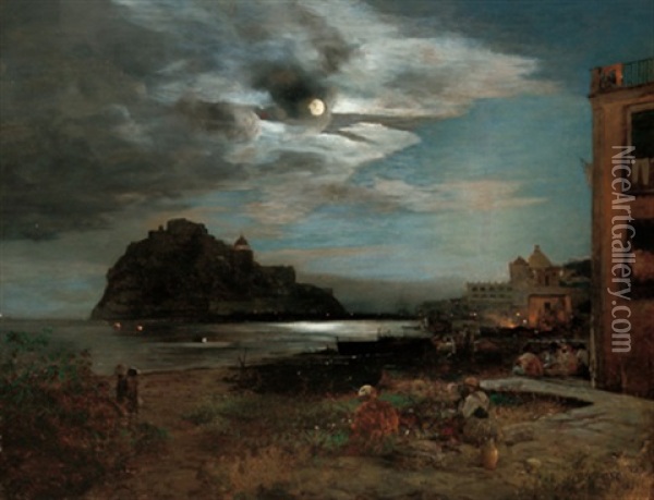 Mondnacht Auf Ischia Oil Painting - Oswald Achenbach