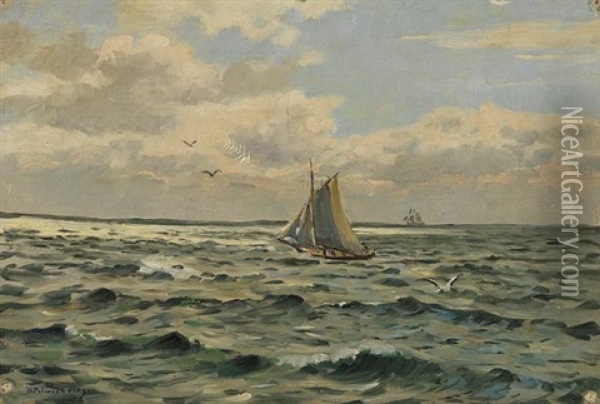 Segelboot Auf Der Ostsee Oil Painting - Heinrich Petersen-Flensburg